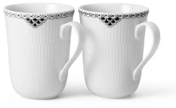 Royal Copenhagen Sort Riflet Blonde krus 33 cl 2 stk